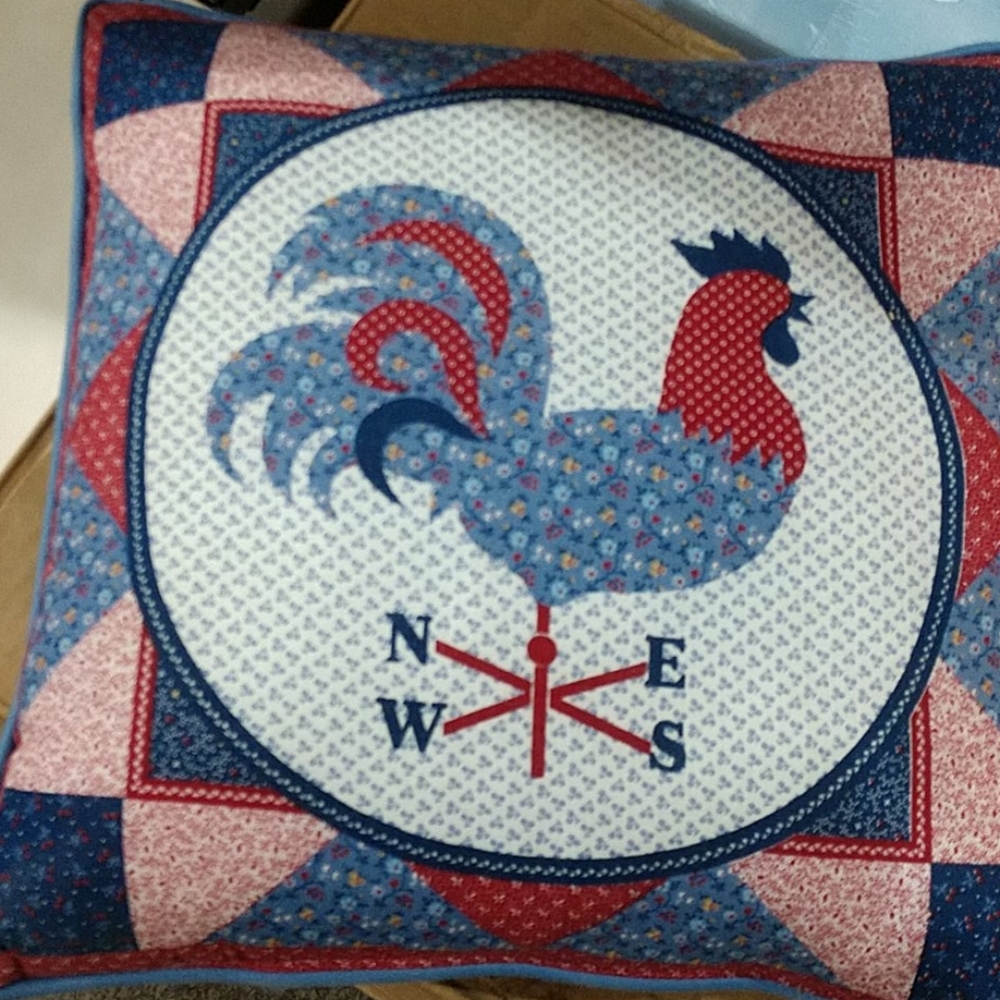 Rooster patchwork pillow